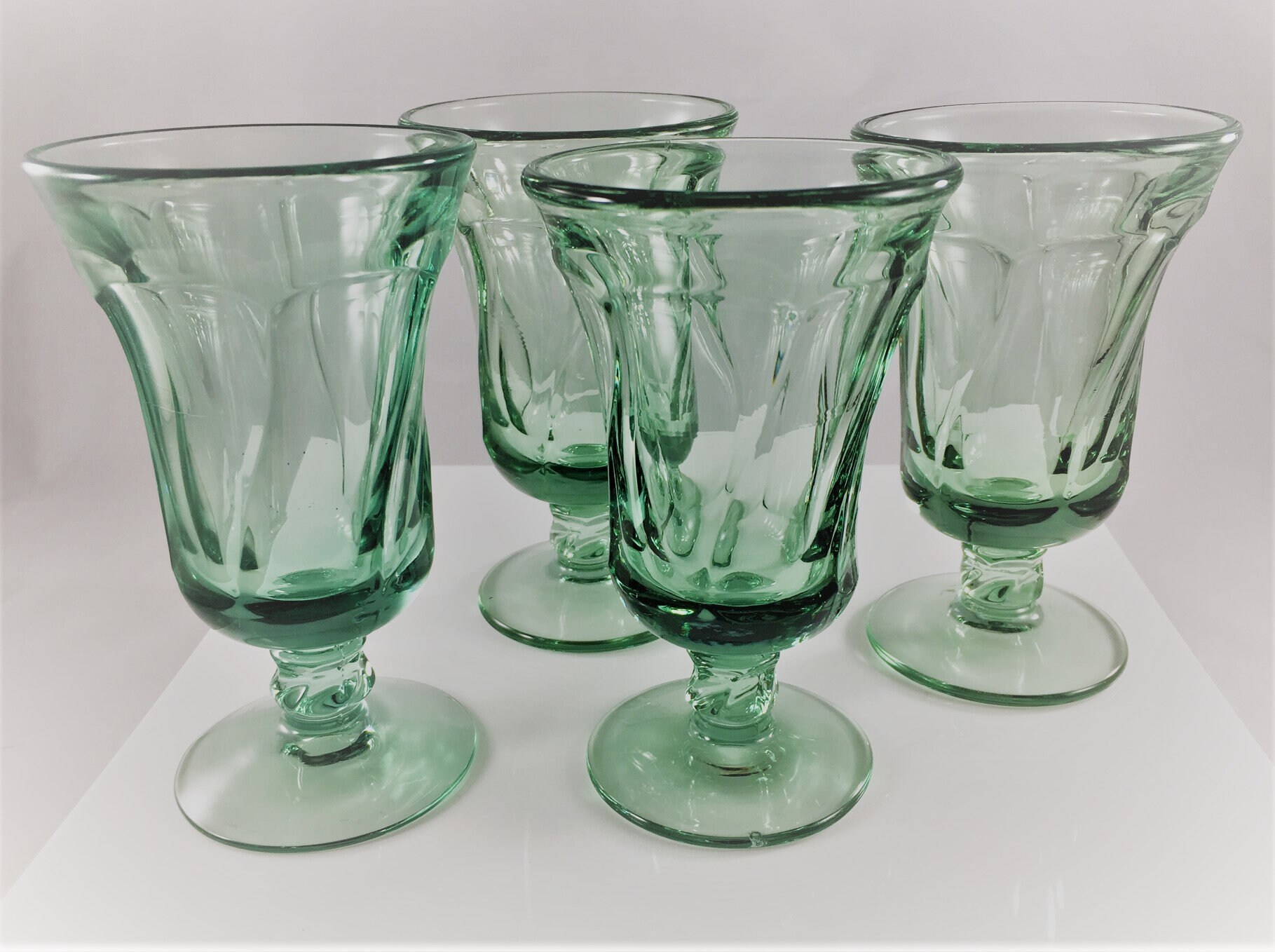 Set of 4 Vintage Fostoria Glasses Jamestown Green 4 Ounce Juice Glasses