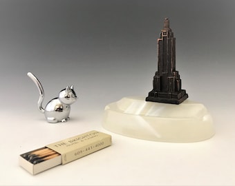 New York City Empire State Building Marble Base Ashtray - Vintage Souvenir