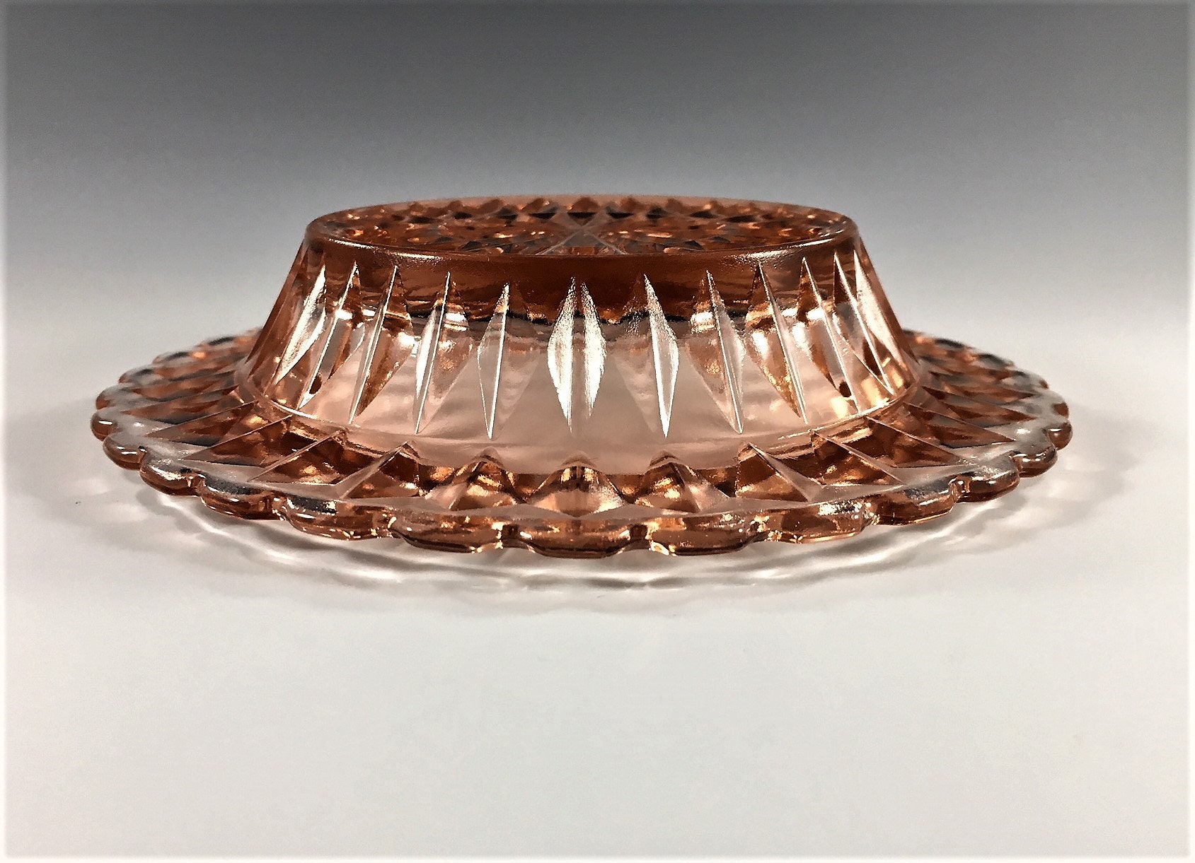 Pink Depression Glass Covered Butter Dish Windsor Pattern