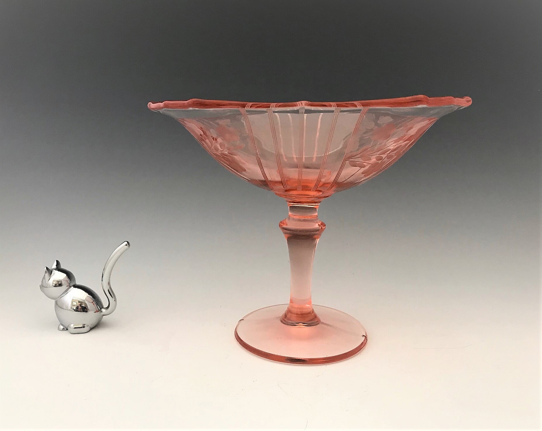 Paden City 411 High Footed Compote Cheriglo Pink Depression Era Glass