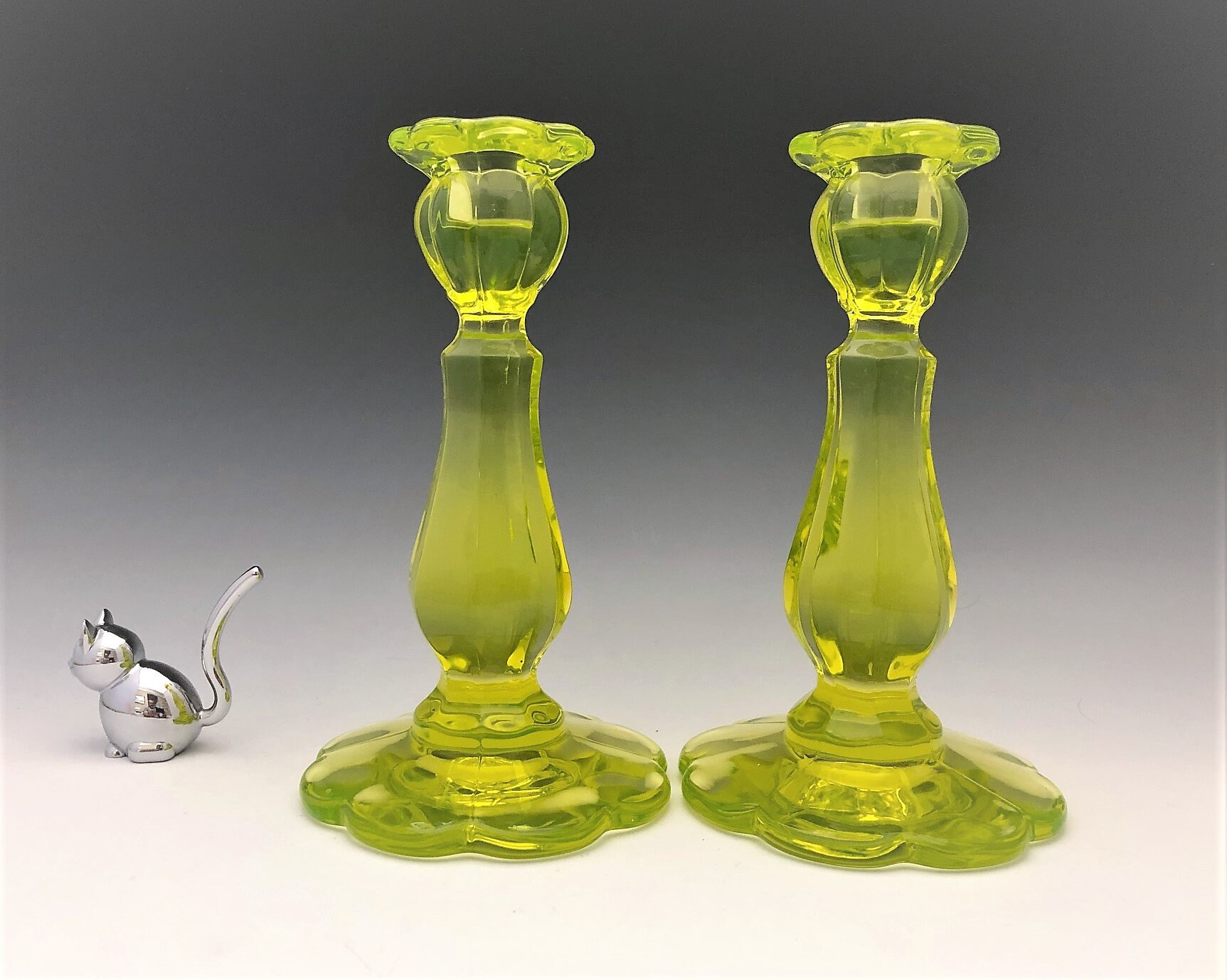 Vaseline Glass Candle Holders Mosser Glass Candlesticks Cambridge