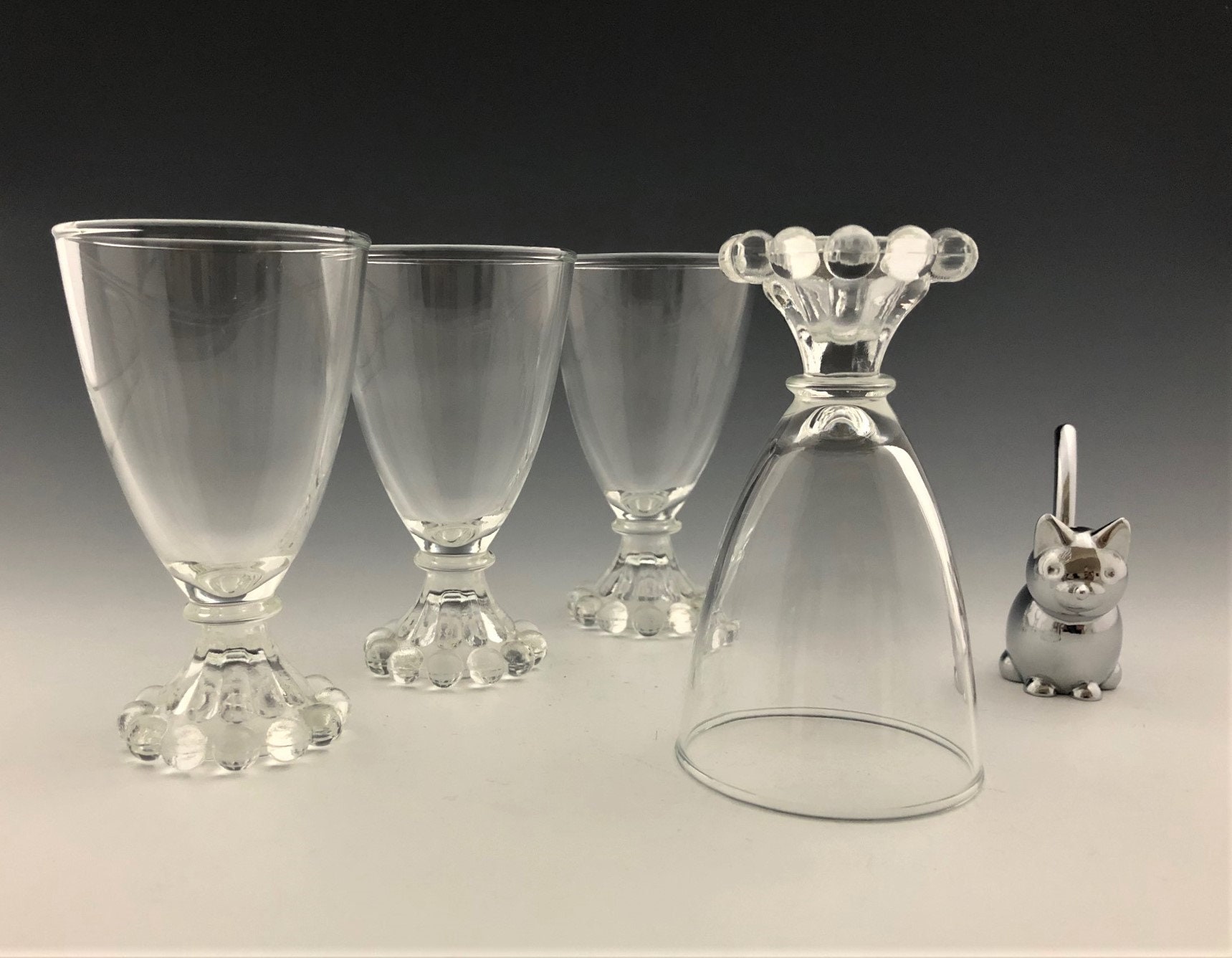 Set of 4 Anchor Hocking Boopie Clear Juice/Wine Glasses Mid Century