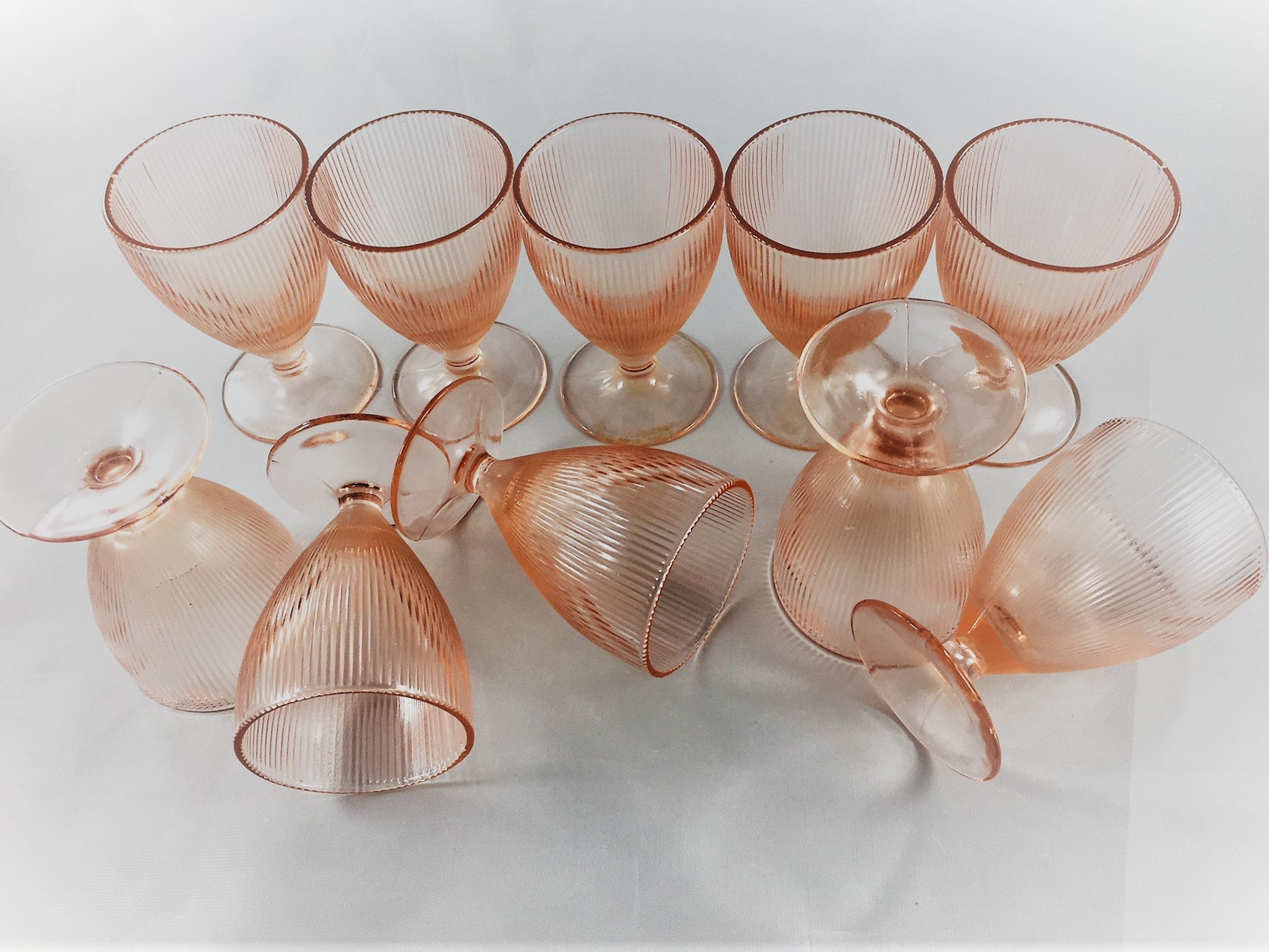 Set of 10 Depression Era Juice Glasses Glass Homespun