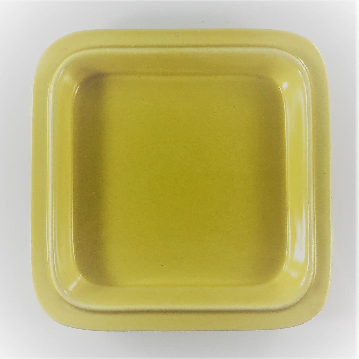 Vintage Mid Century Ceramic Butter Dish Covered Blue and Yellow