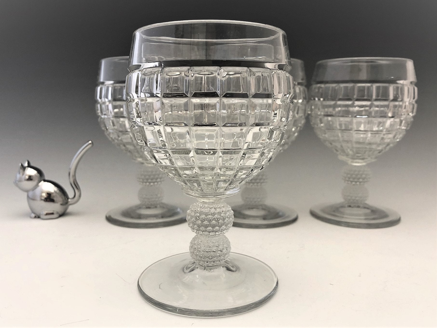 Heisey Victorian Pattern Water Goblets Set of 4