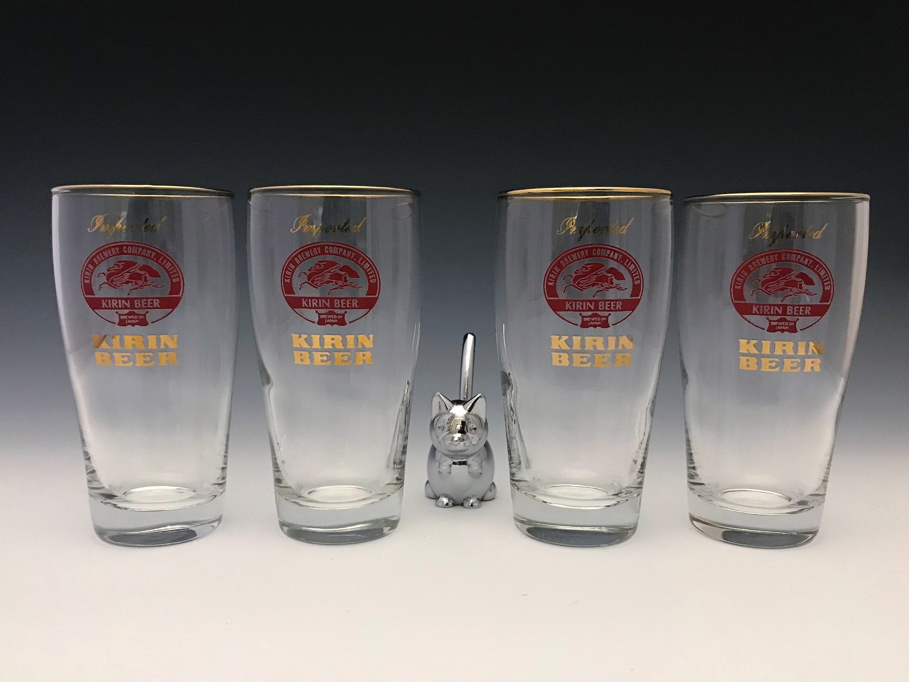 Set of 4 Vintage Kirin Beer Glasses