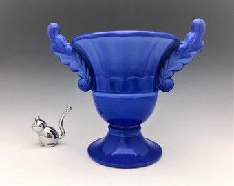 Fenton Periwinkle Blue Glass Urn - Handled Vase - 4252 P2