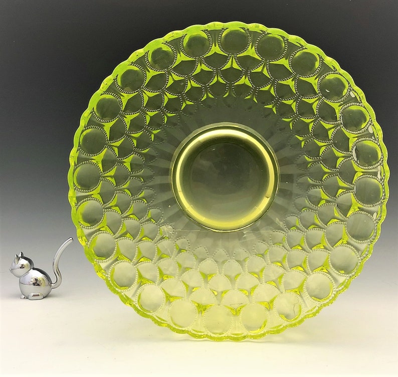 Mosser Vaseline Glass Bowl Elizabeth Pattern Beaded Oval Etsy