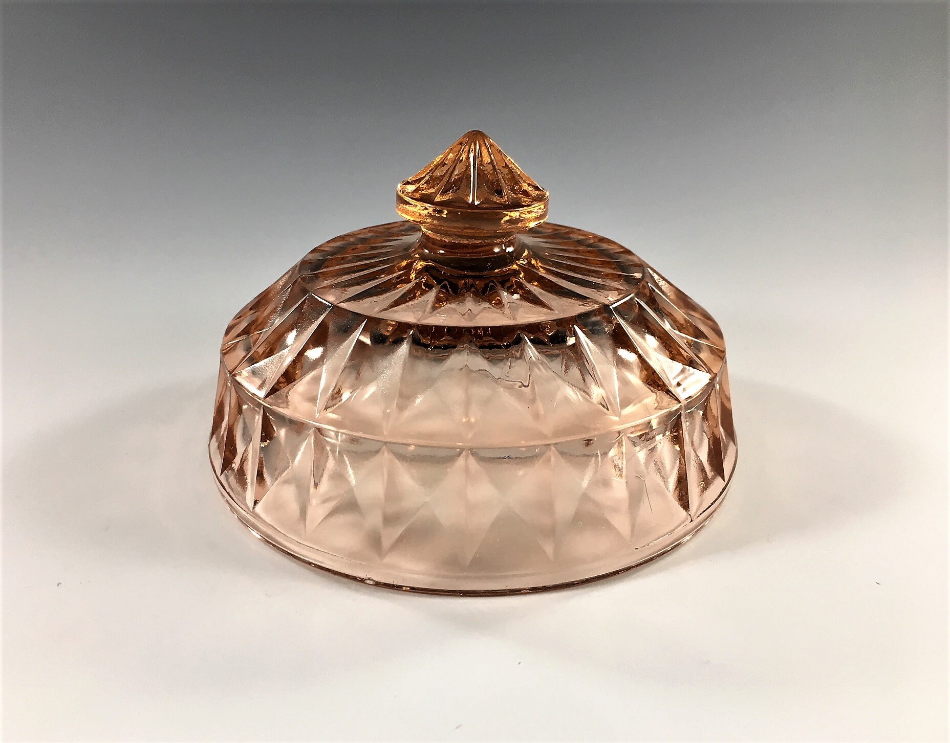 Pink Depression Glass Covered Butter Dish Windsor Pattern