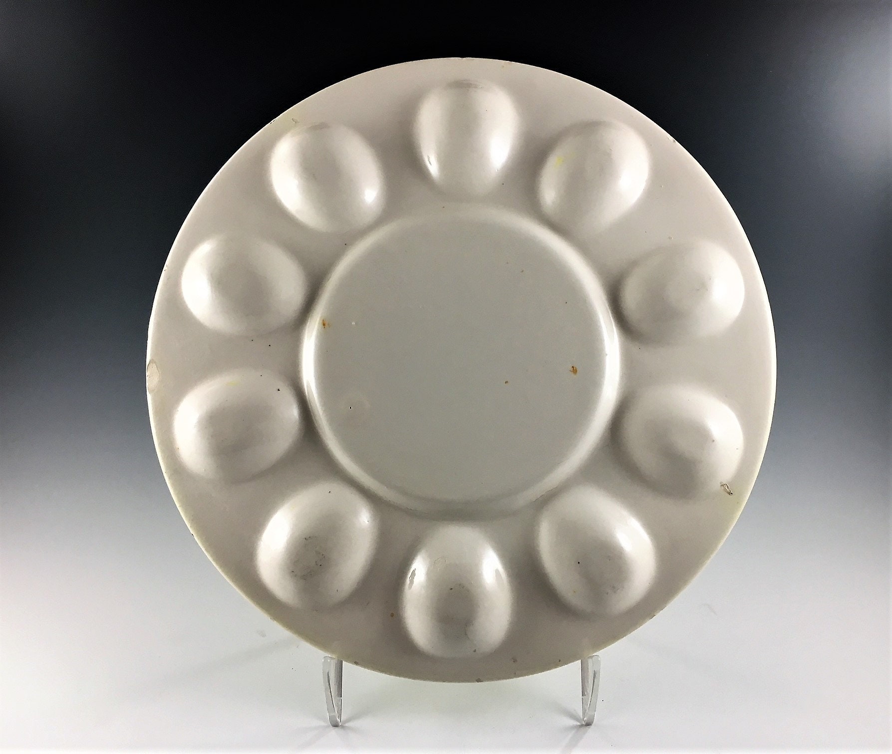 Vintage Farmhouse Ceramic Egg Plate Chicken Motif Country Kitchen