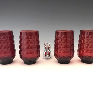 Anchor Hocking Royal Ruby Bubble Juice Glasses - Set of 4