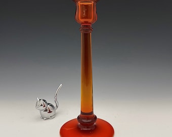 U.S. Glass No. 75 Candlestick in Red (Amberina) - Hard to Find