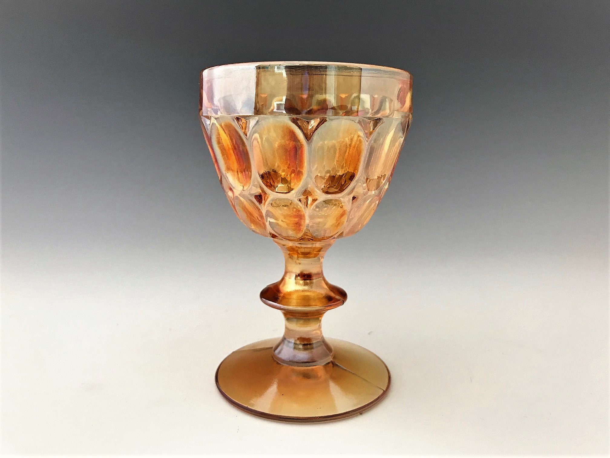 Set of 4 Carnival Glass Wine Goblets Iridescent Cordials Imperial