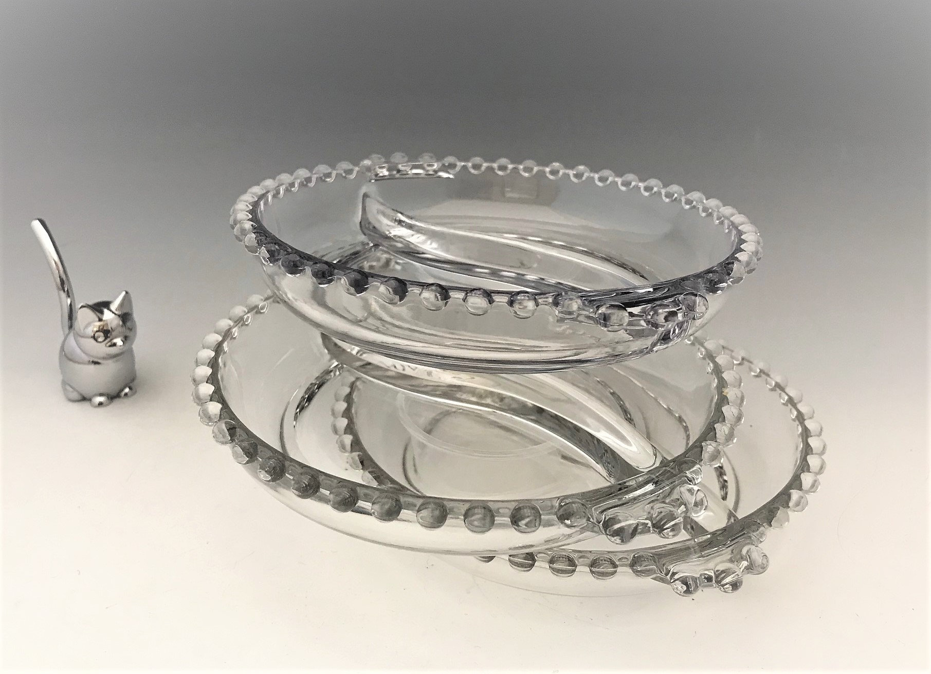 Set of 3 Imperial Candlewick 2Part Handled Relish Dishes (400 54)
