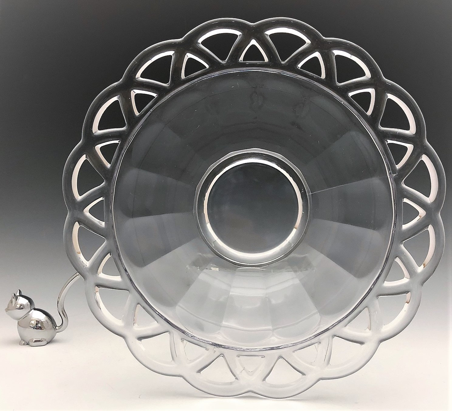 Imperial Glass Crocheted Crystal Salad Bowl Large Serving Bowl Mid