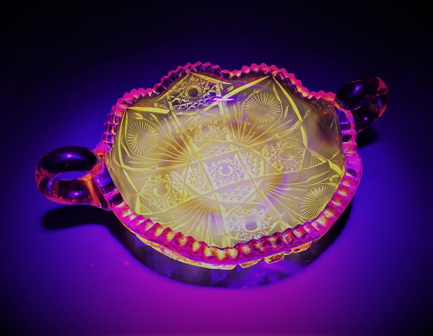 Vintage Amberina Nappy TwoHandled Bowl Sawtooth Nappy Bowl