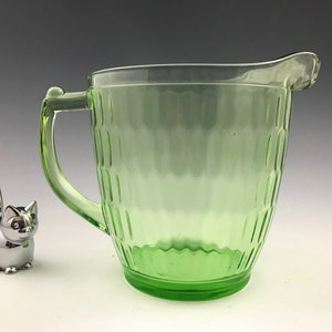 Green Glass Honeycomb Pitcher - Hex Optic Pattern
