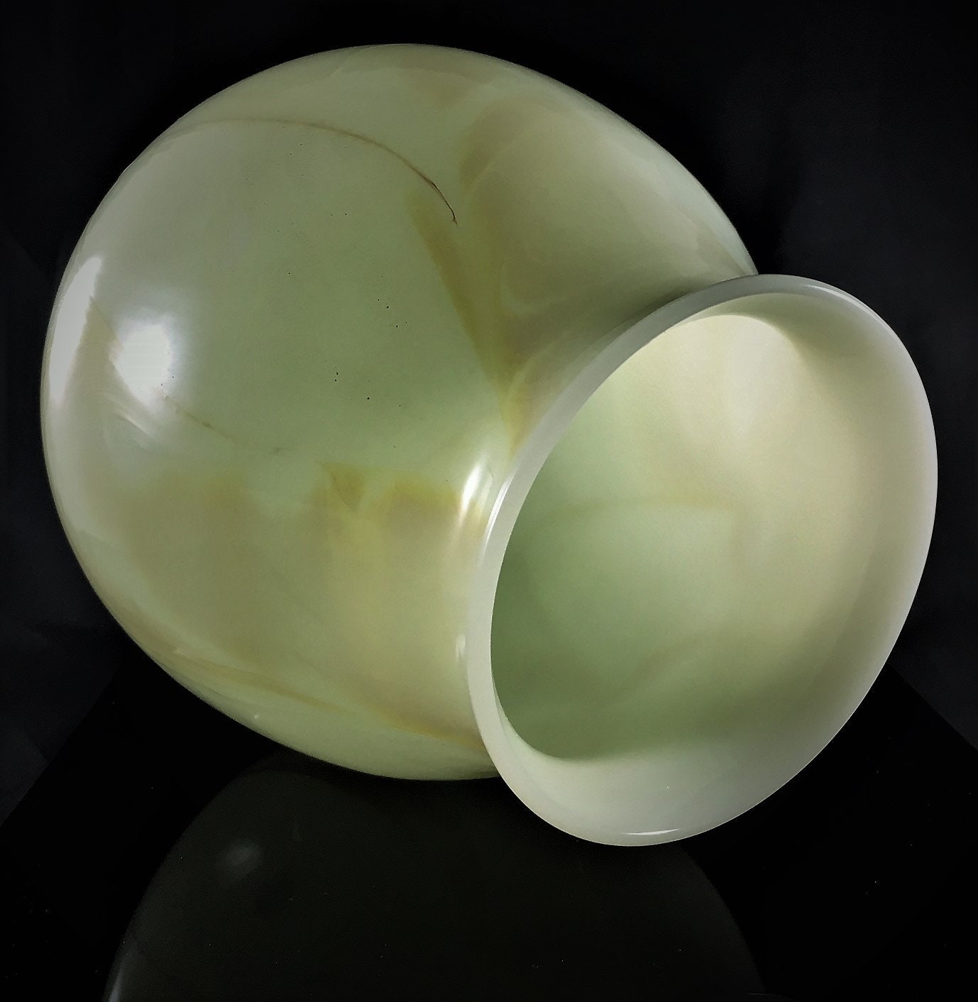 Vintage Opaline Vase Alabaster or Marble Colored Glass Vase Glowing