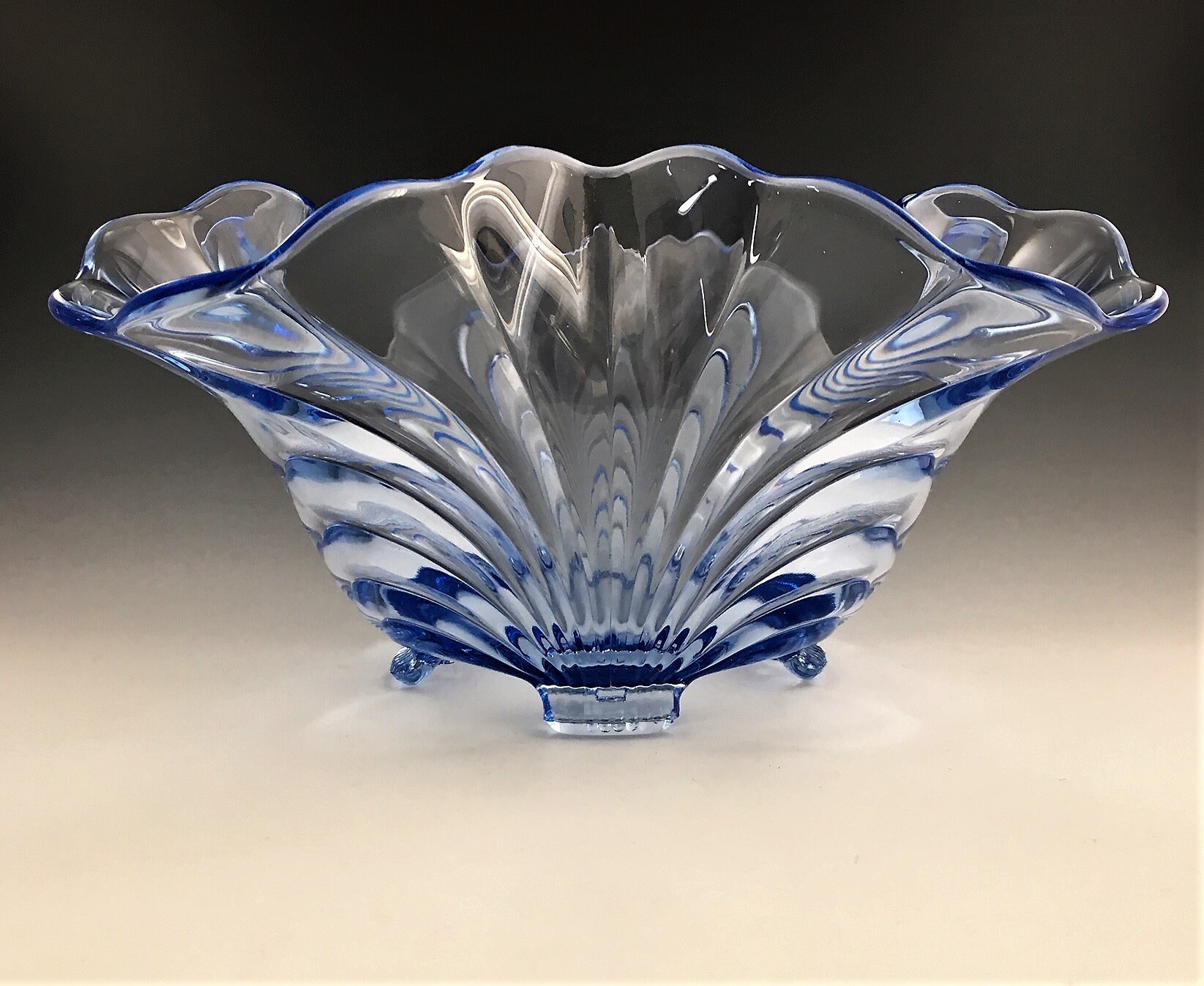 Cambridge Glass Caprice Pattern 4Toed 10Inch Square Flared Bowl Elegant Depression Era Glass