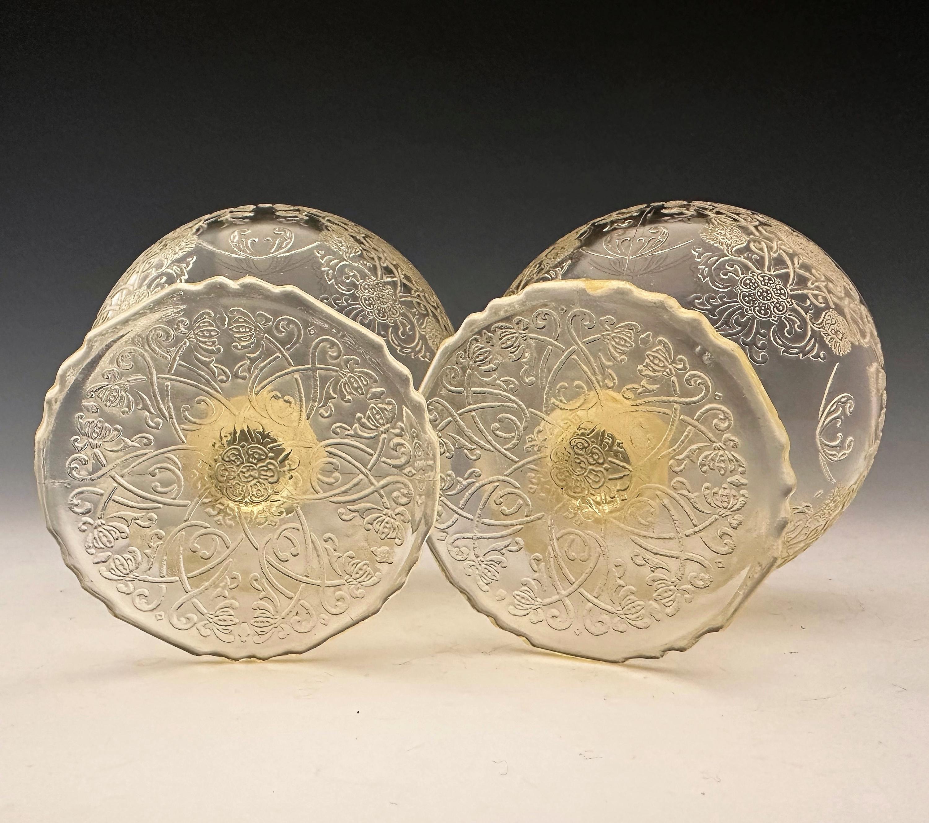 1929年発行 Verres Anciens 古代ガラス研究 仏語 Hazel Atlas Florentine No. 1 Sherbets - Set of 2 - Poppy Pattern