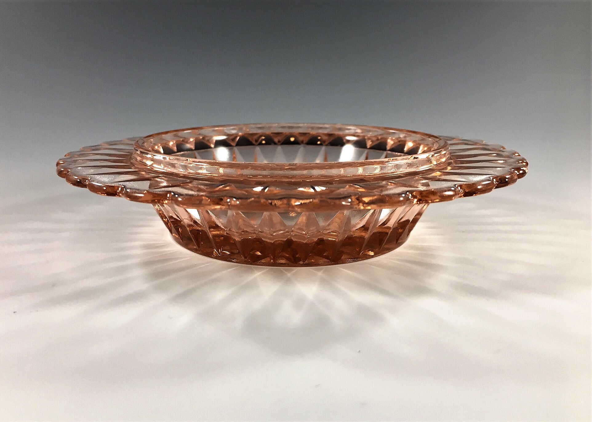 Pink Depression Glass Covered Butter Dish Windsor Pattern