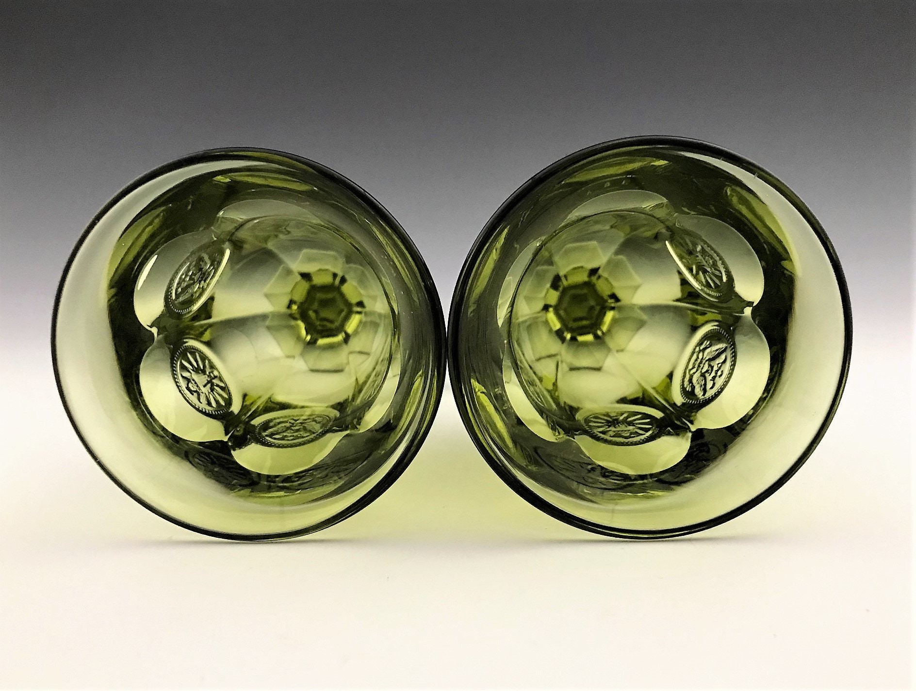 Fostoria Coin Glass Green 32 Ounce Pitcher and Two Glasses Etsy