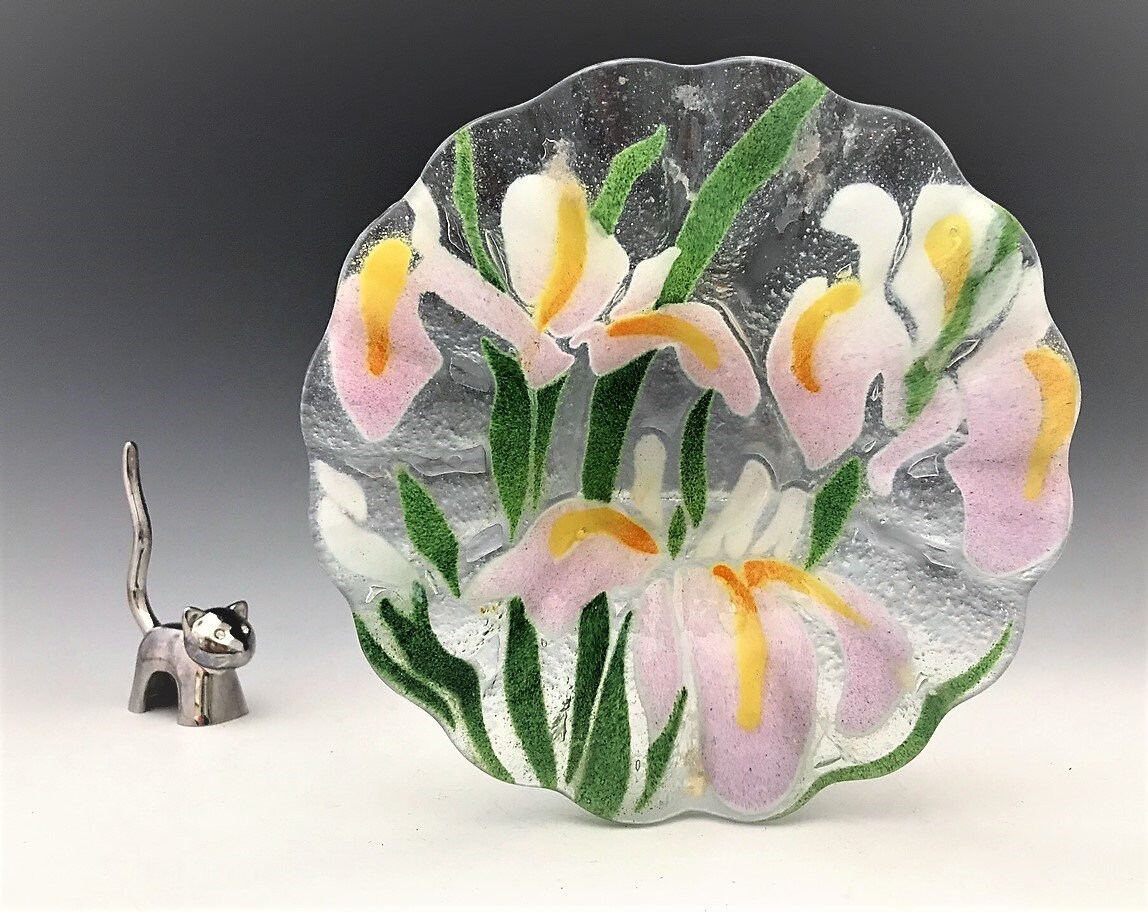 Set of 2 Sydenstricker Fused Glass Bowls Vintage Crimped Bowls Art Glass Cape Cod