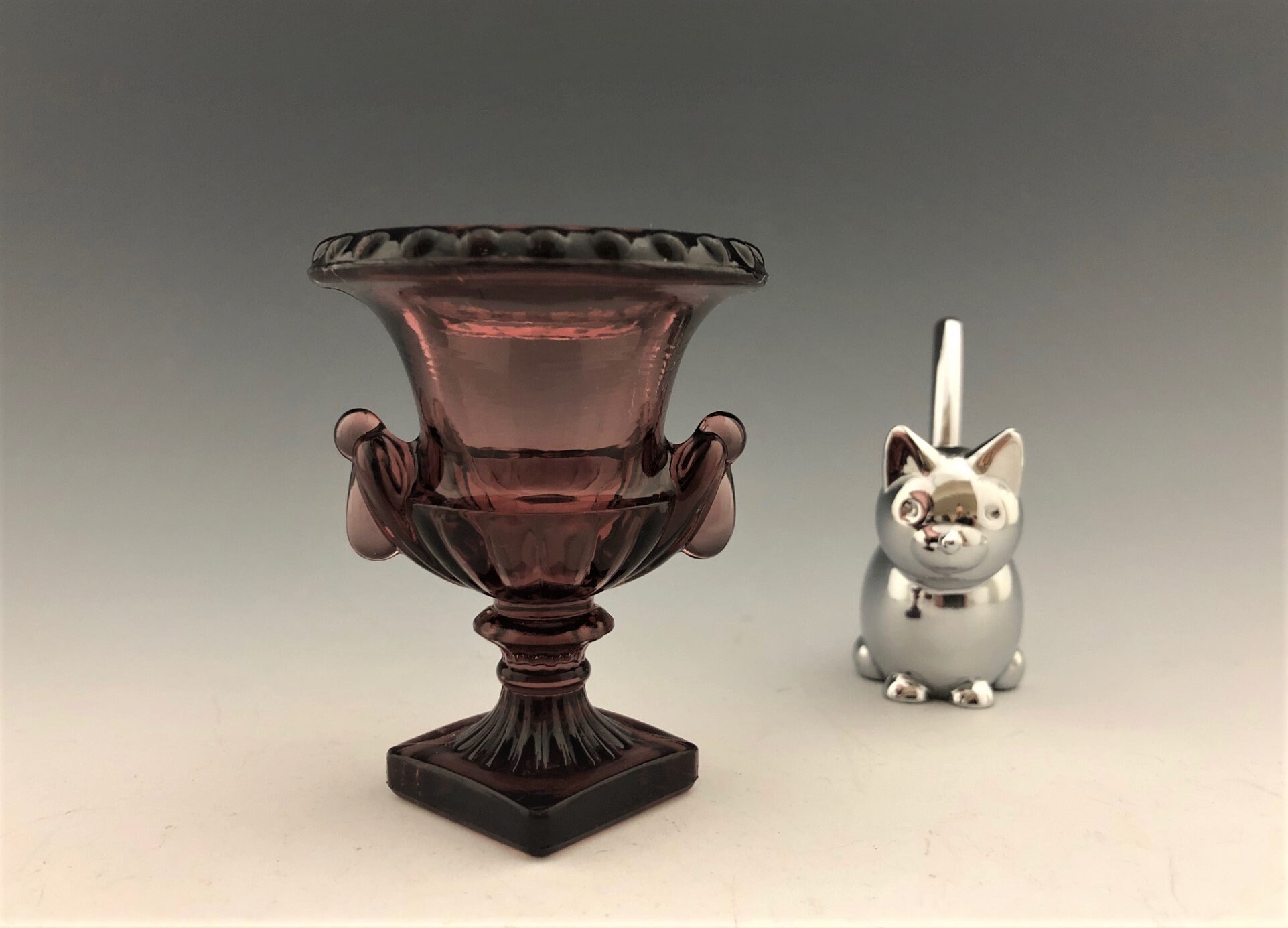 Amethyst Glass Toothpick Holder Vintage Purple Glass Urn