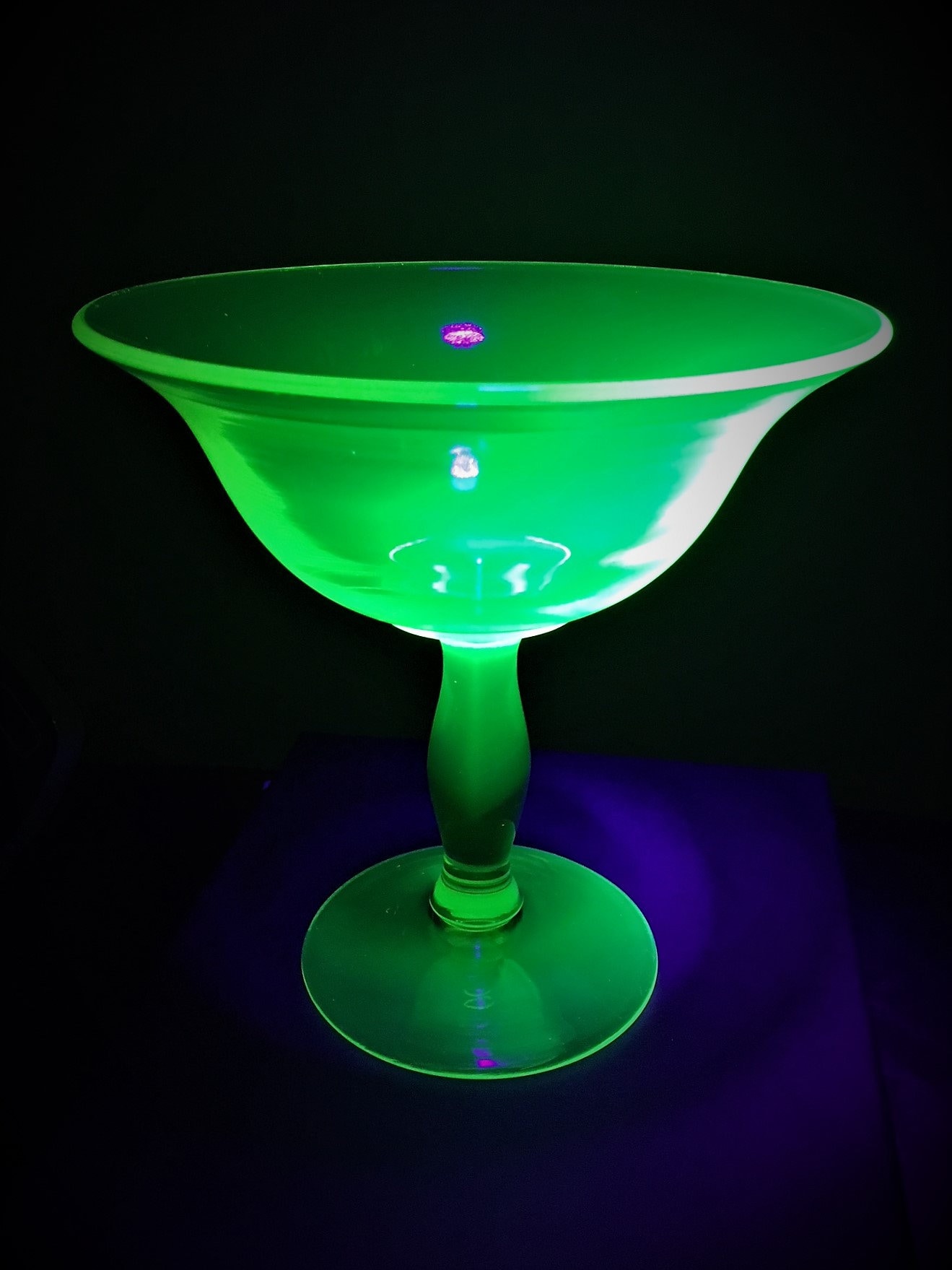 Vintage Uranium Glass Compote Green Depression Glass Large Pedestal