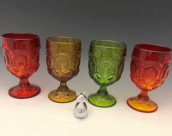 L.E. Smith Moon and Star Goblets (No. 3602) - Set of 4