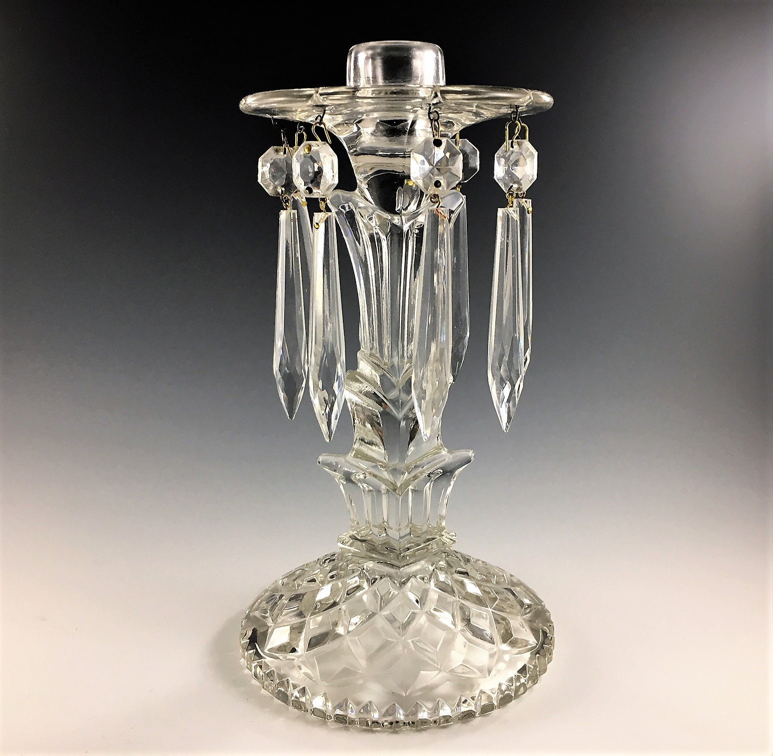 Set of 2 Vintage Elegant Glass Candlestick Holders Hard to Find L.E