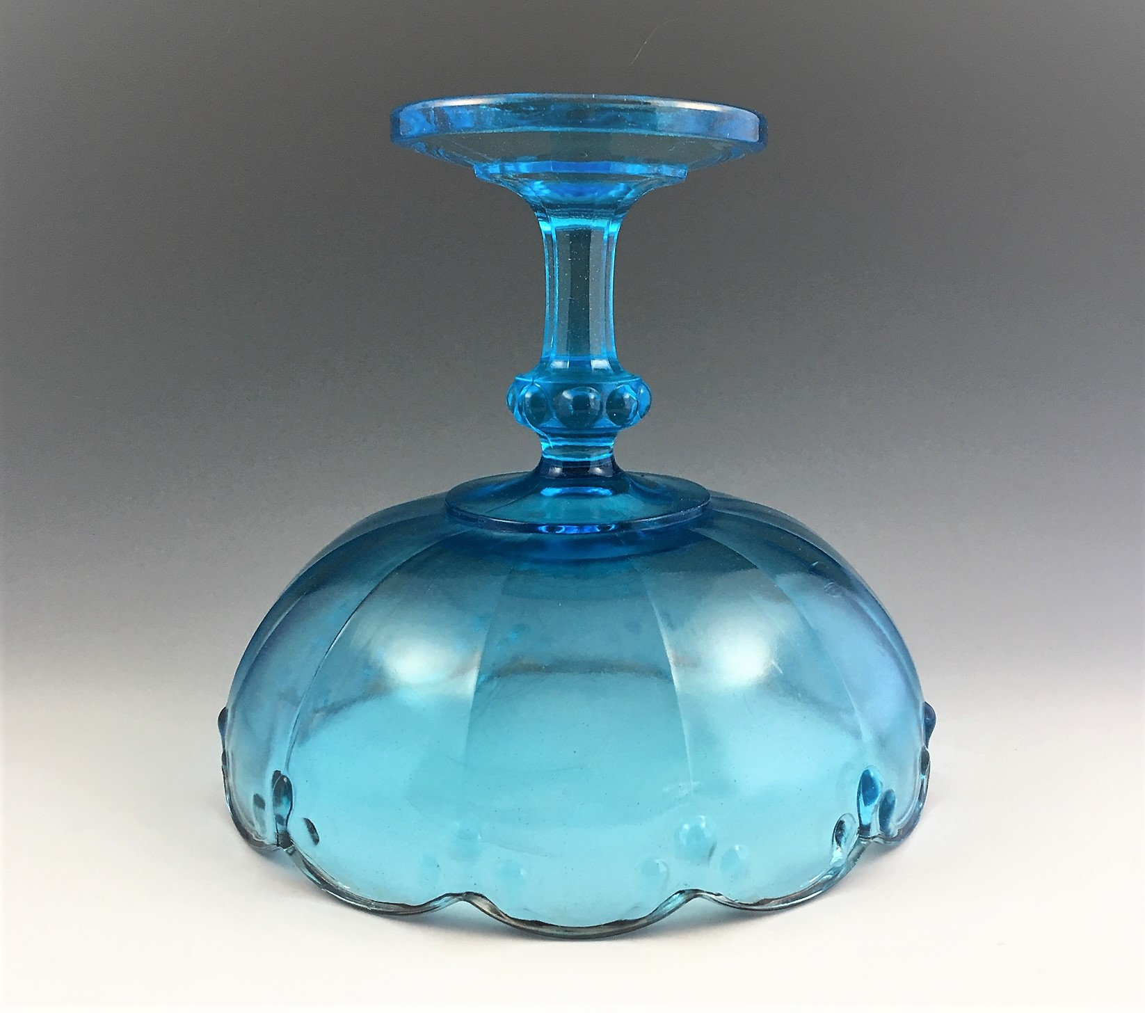 Indiana Glass Compote Garland Pattern Horizon Blue Vintage Blue