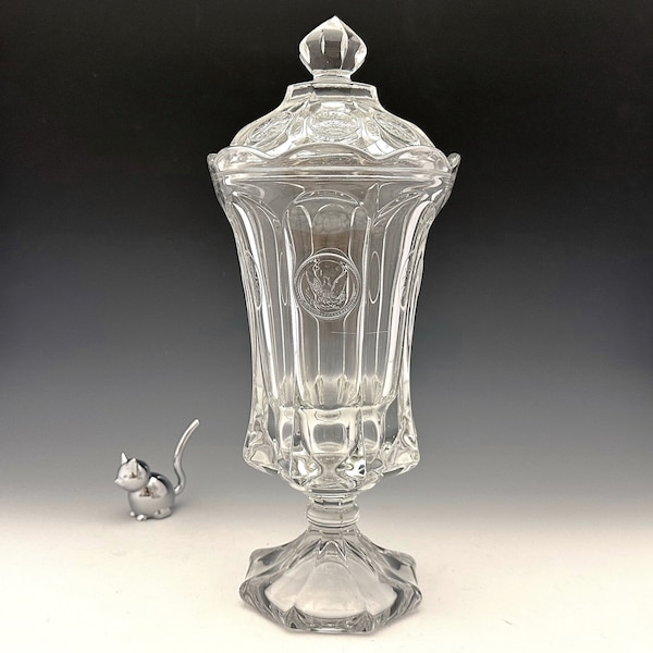 Fostoria Coin Glass - Covered Urn - Tall Footed Jar