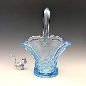 L.E. Smith Glass Dominion Basket (No. 637) in Peacock Blue