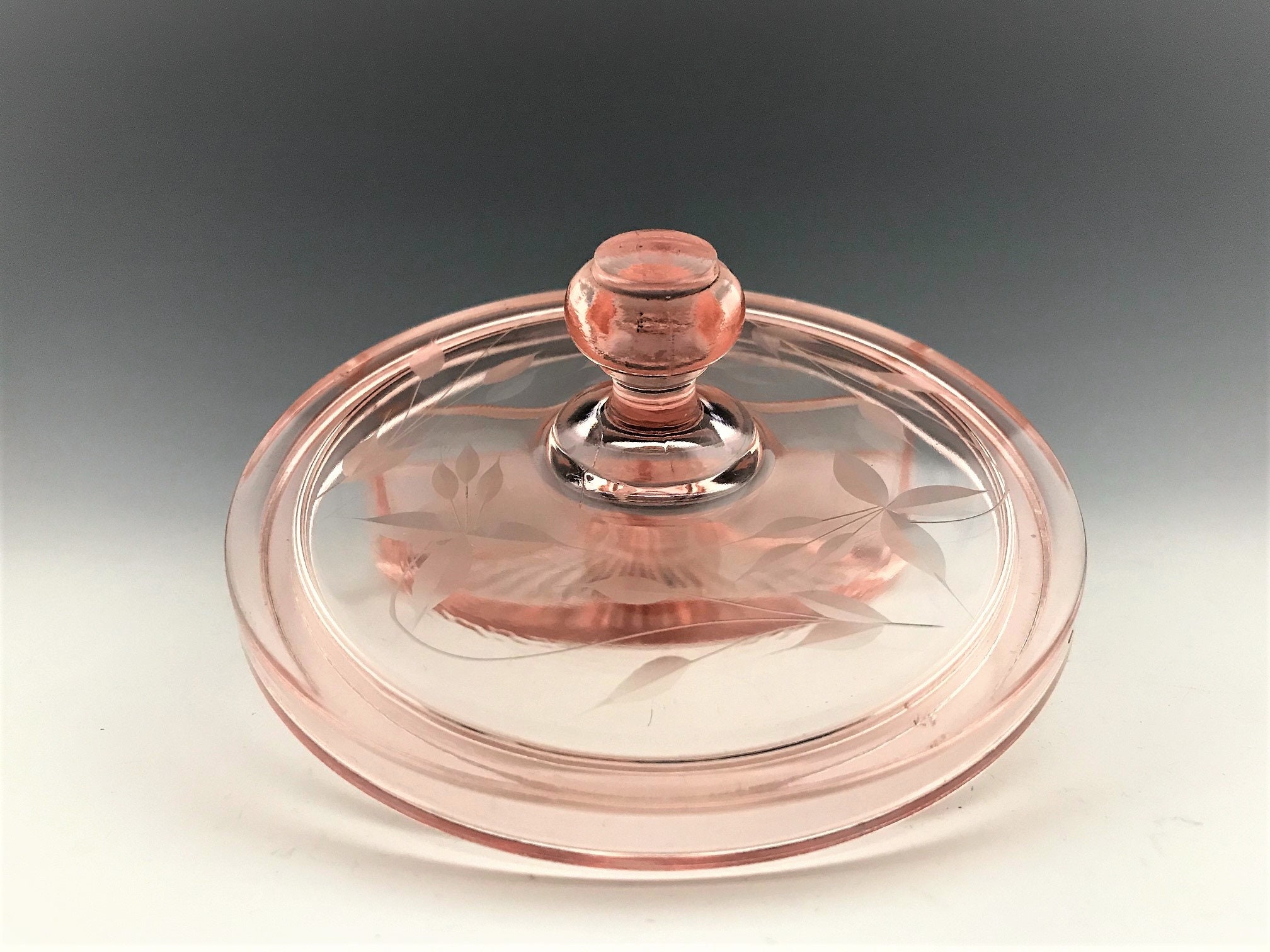 Pink Depression Glass Covered Candy Dish Lancaster Glass Company 941 Divided Pink Glass Candy Bowl
