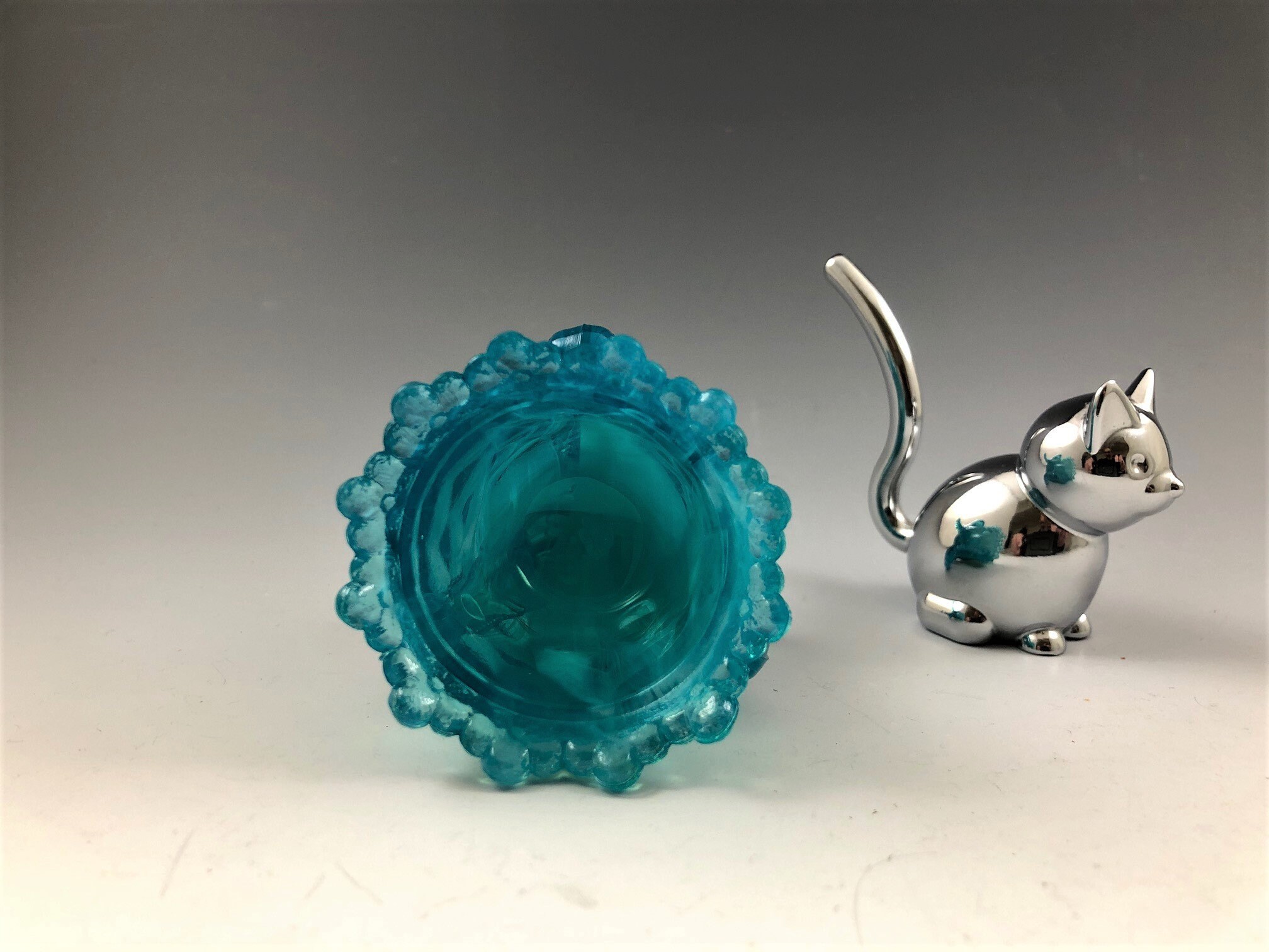Boyd Glass Toothpick Holder Art Glass Blue Slag Glass Degenhart