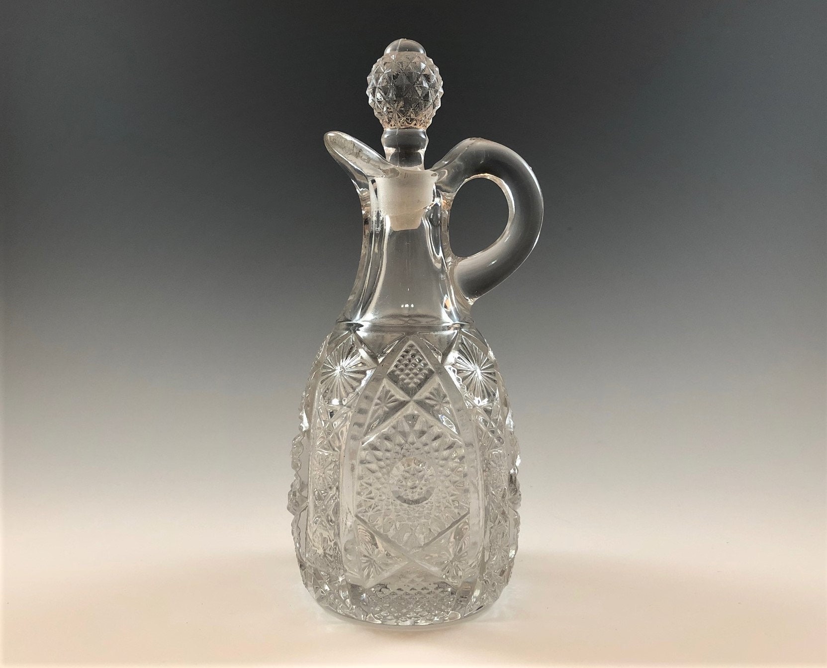 Imperial Glass Cruet Daisy and Button Pattern Hobstar and Arches
