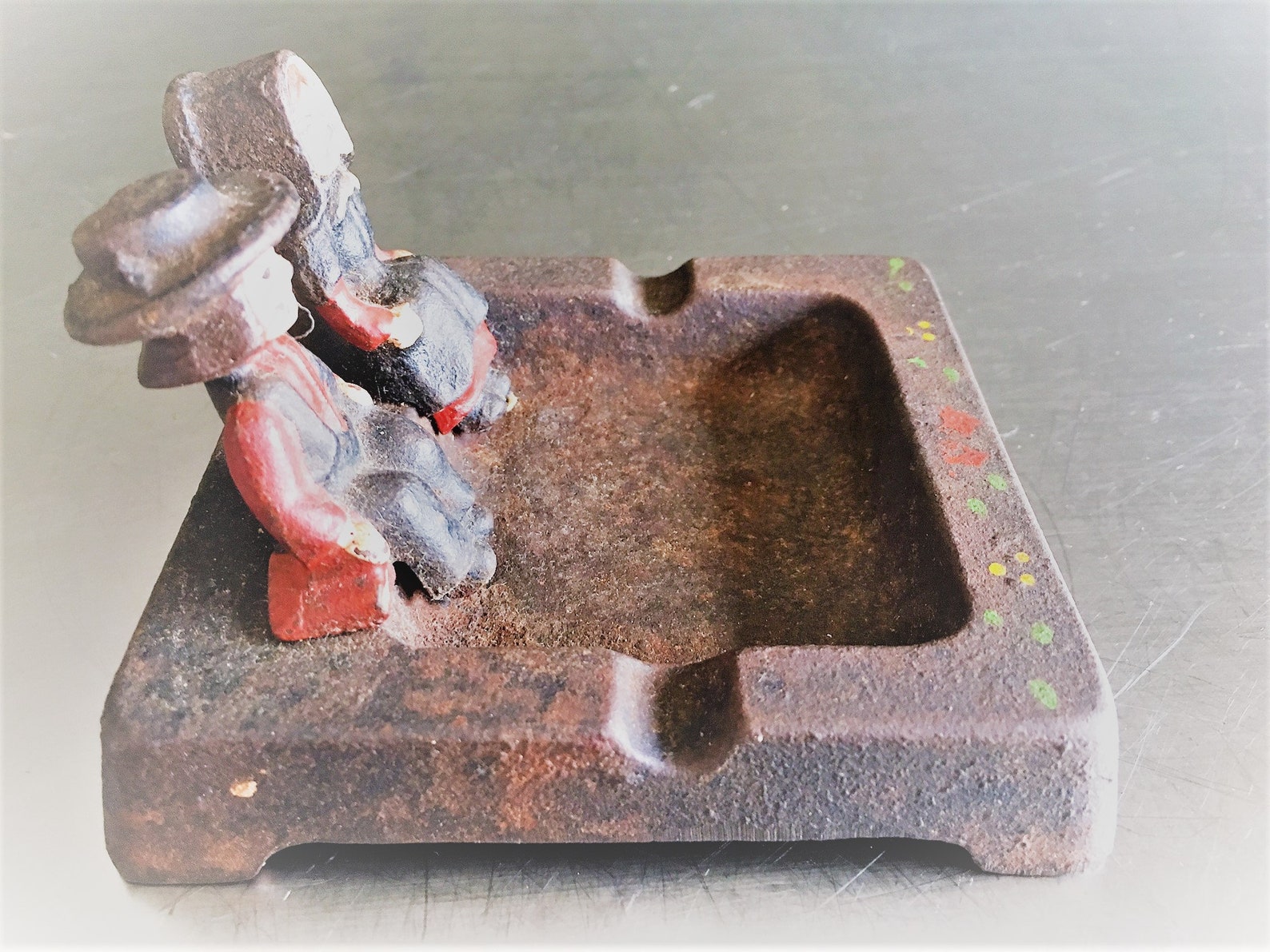 Vintage Cast Iron Ashtray Figuras Amish Pensilvania Etsy