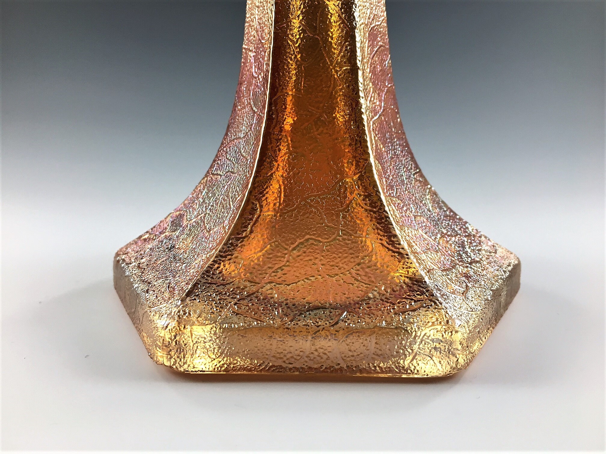 Vintage Carnival Glass Candlestick Holder Glass Crackle