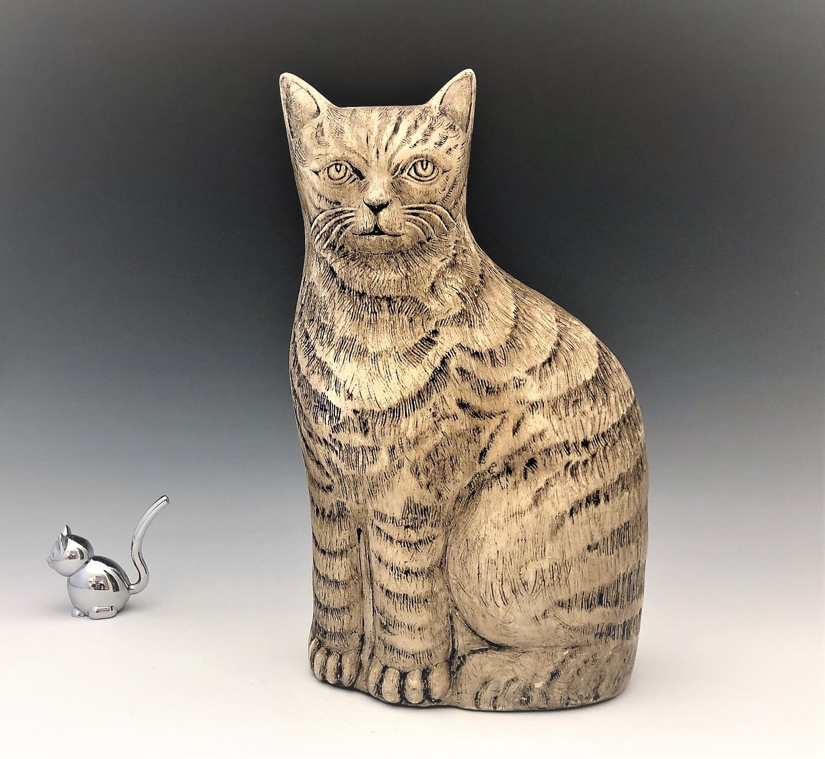  Ceramic  Cat  Statue Ceramic  Tan Striped Cat  Figurine