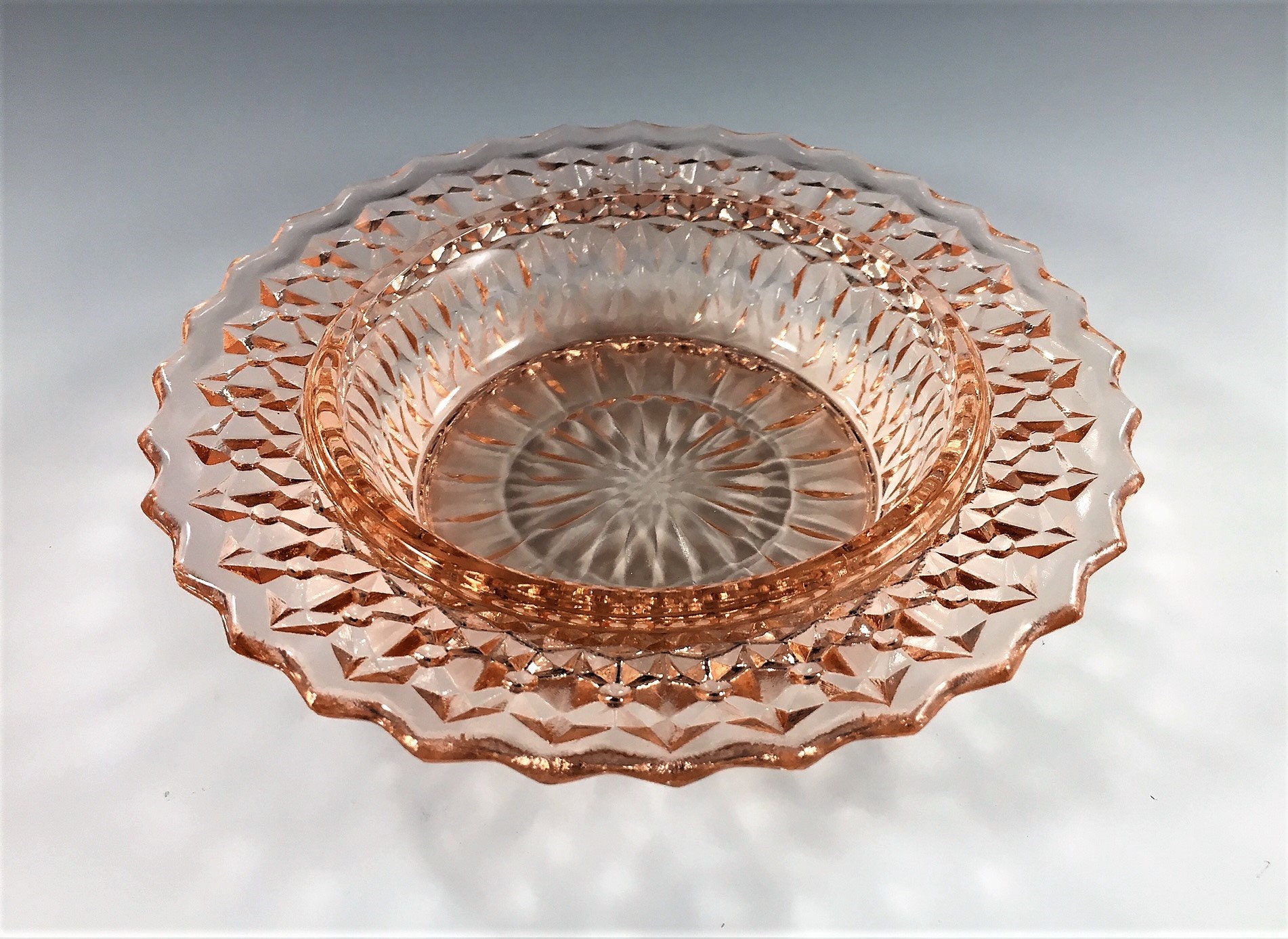 Pink Depression Glass Butter Dish Base Holiday Pattern