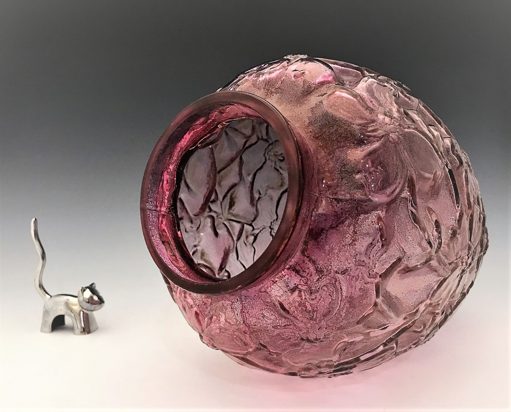 Consolidated Glass Dogwood Pattern Cranberry Washed Vase Phoenix