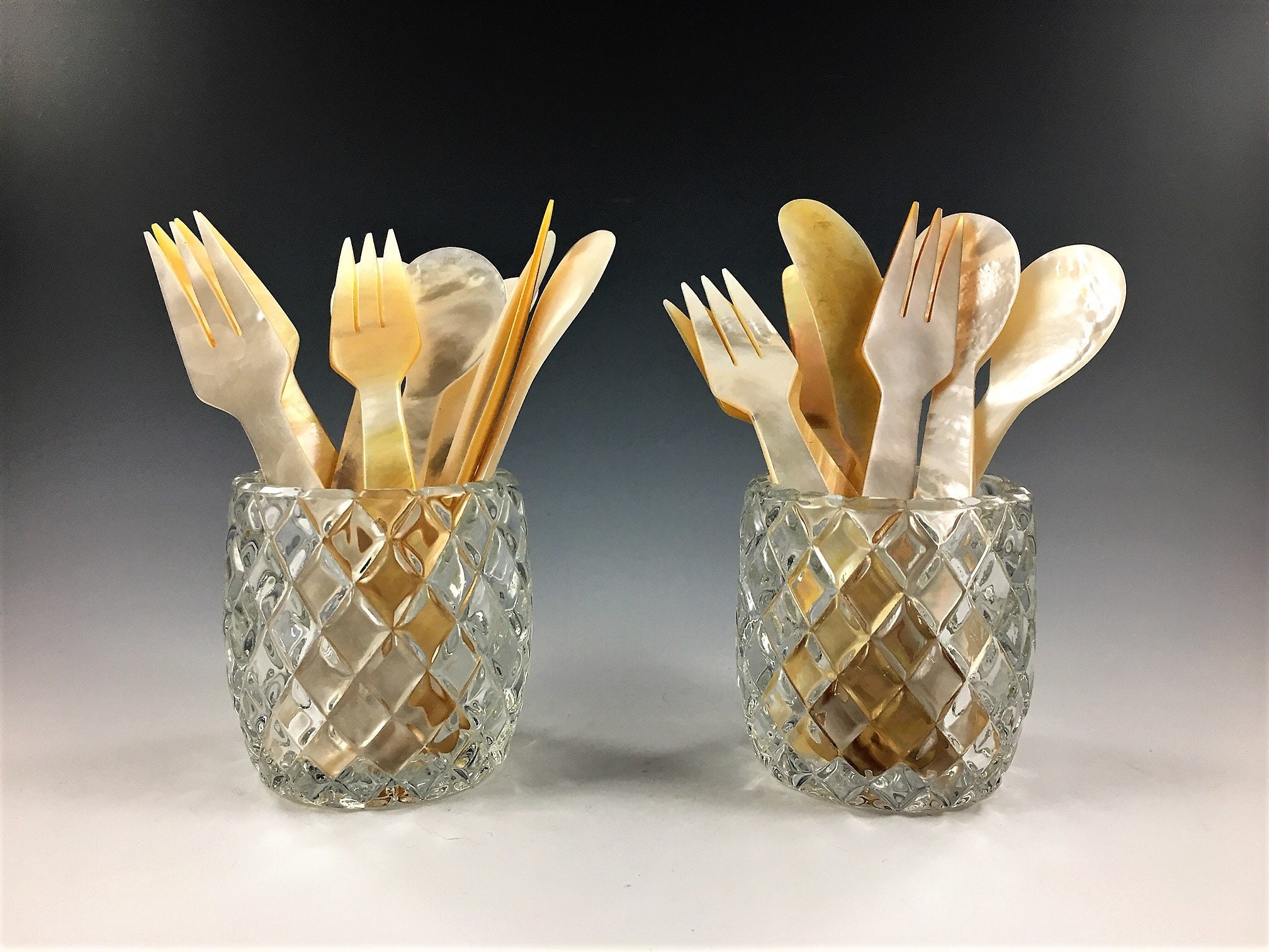 Collection of Caviar Utensils Mother of Pearl Shallow River Shell