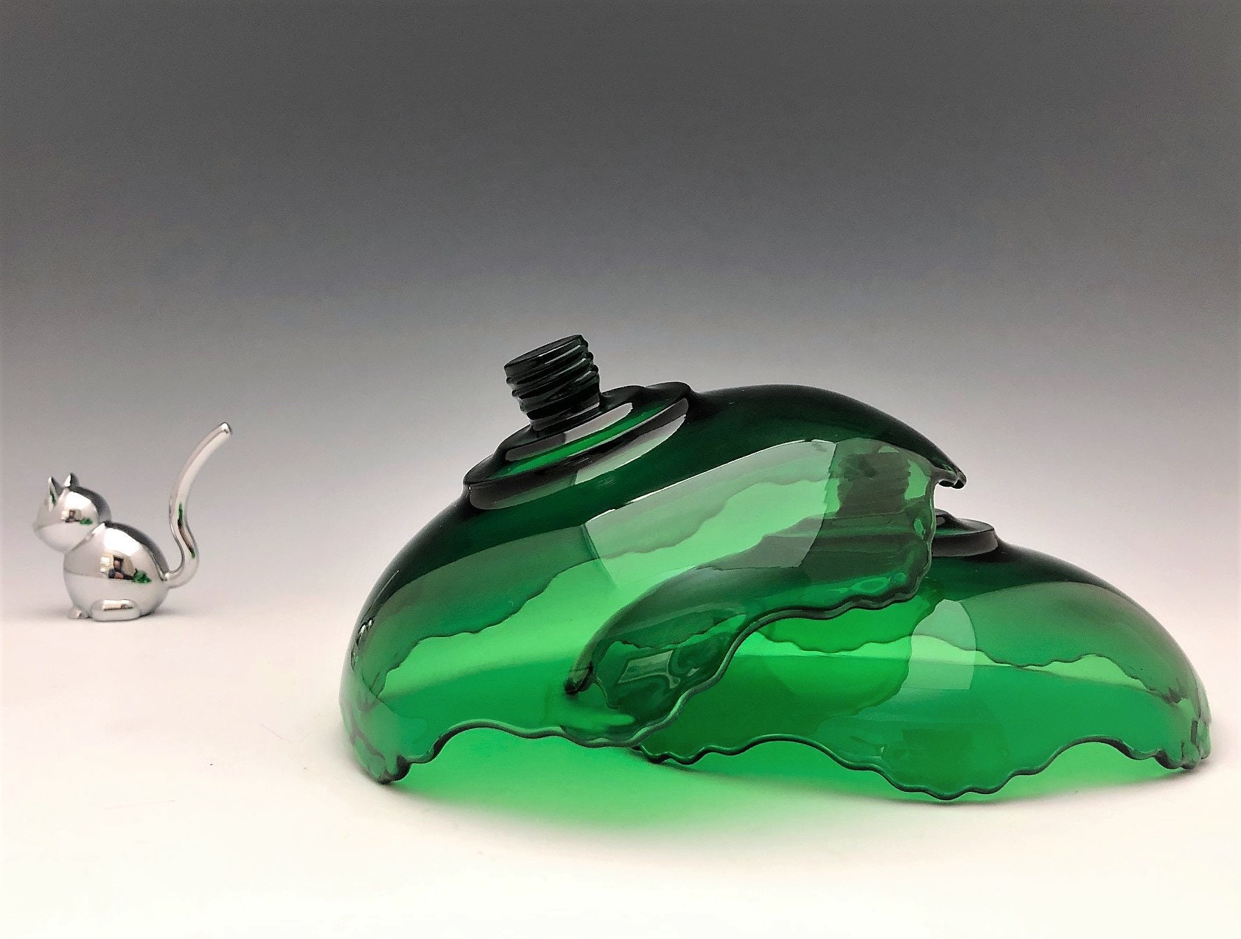 New Martinsville 42 Radiance Set of Two Green Glass Candle Inserts