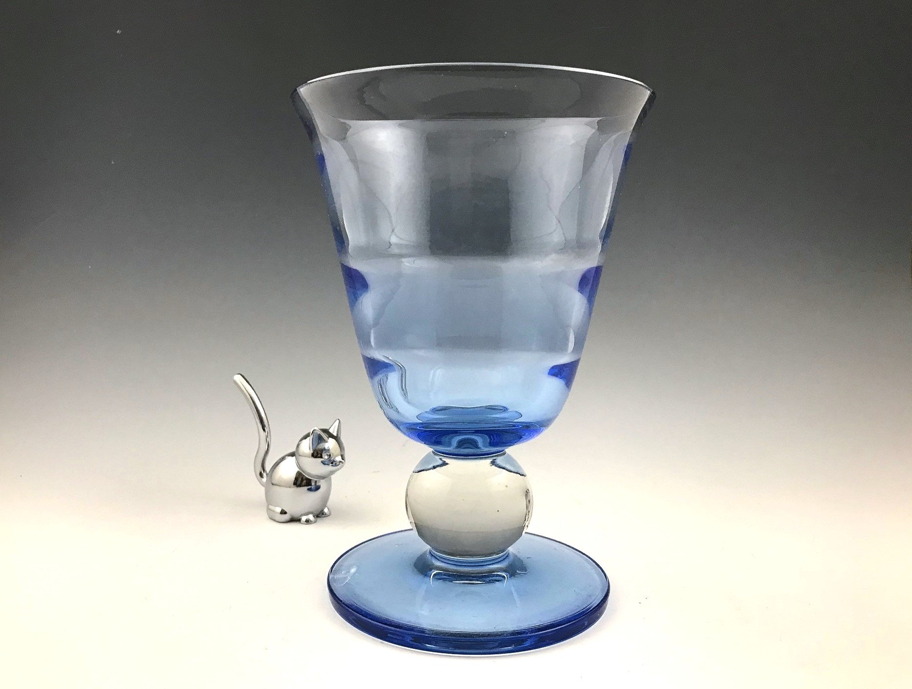 Tiffin Modern Swedish Optic No. 17350 Tub Vase in Copen Blue