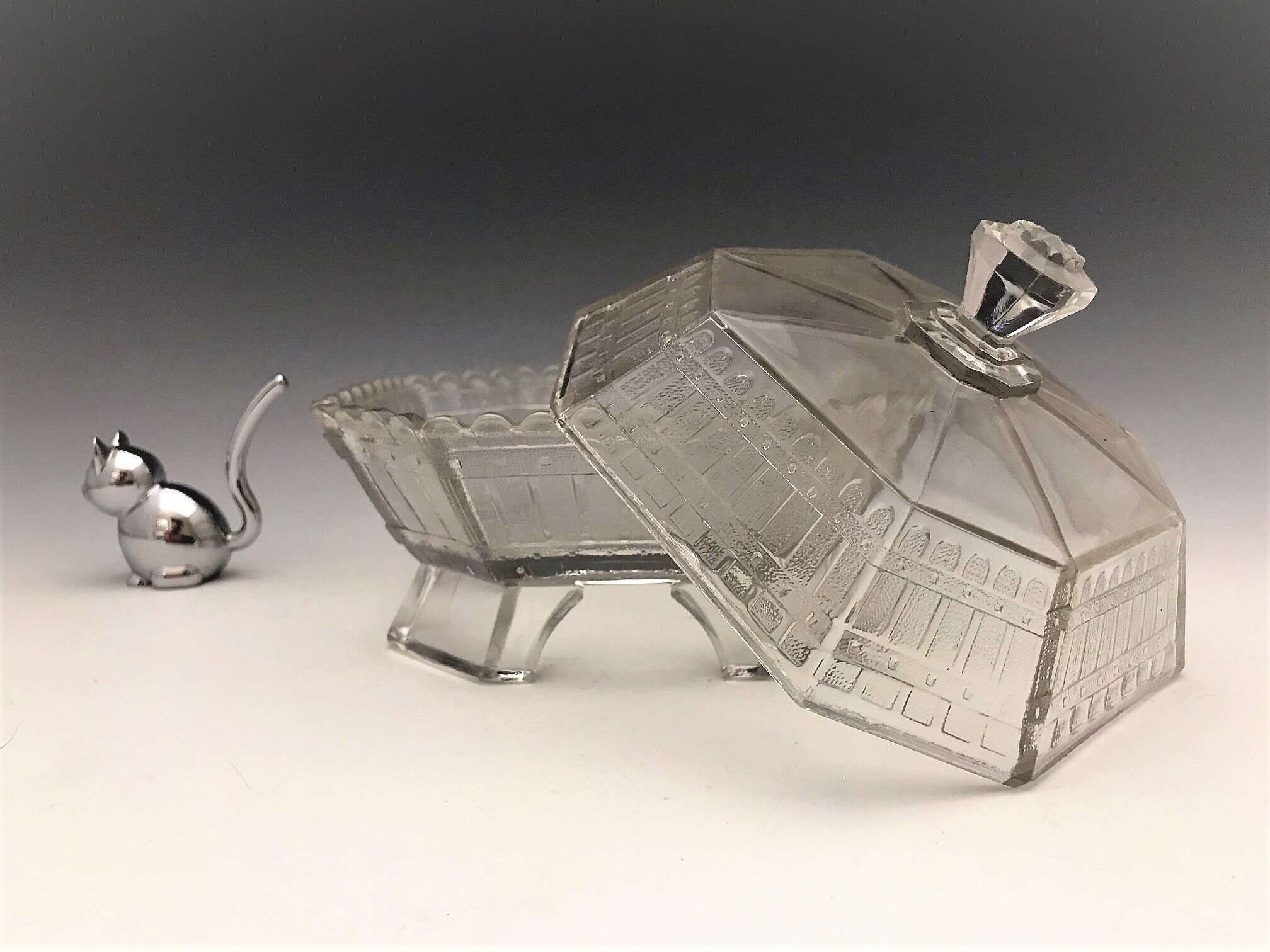 EAPG Covered Butter Dish King and Son Glass Company London Pattern