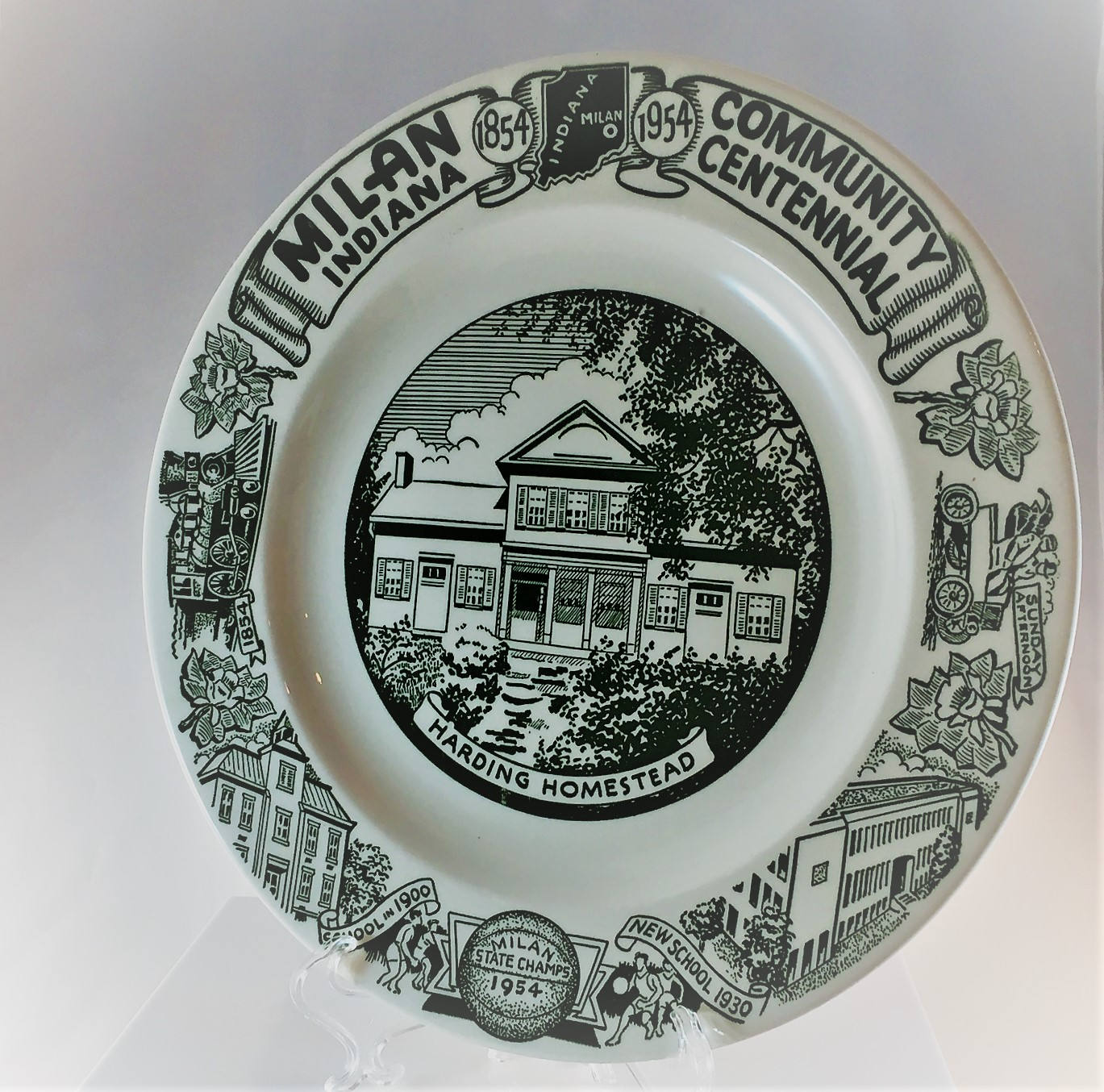 Rare Milan Indiana Community Centennial Commemorative Plate 1954 4B6
