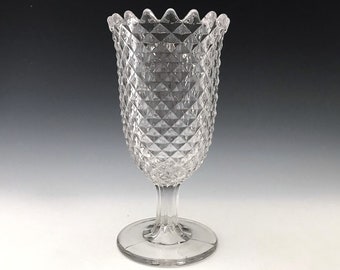 EAPG Flint Glass Celery Vase - Sawtooth Pattern - Early American Pattern Glass