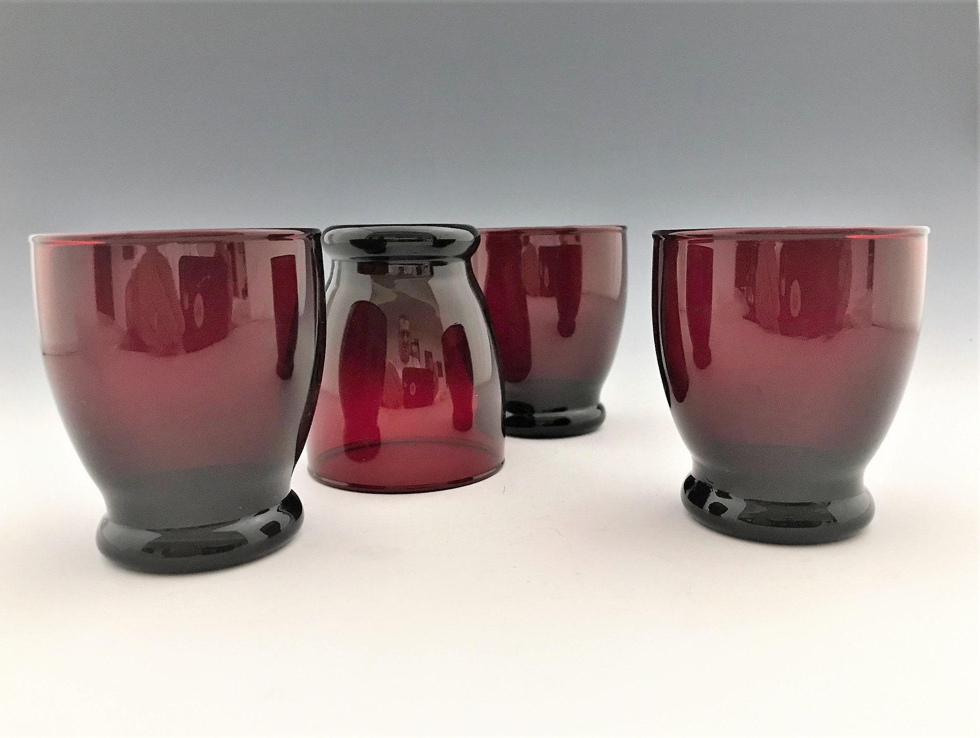 Set of 4 Vintage Ruby Red Shot Glasses Anchor Hocking Baltic Royal