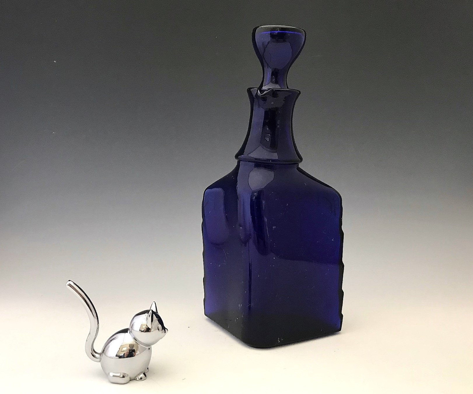Cobalt Blue Glass Decanter With Stopper
